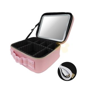 Maleta Organizadora Multiuso Rosa com Led | Hello Mini