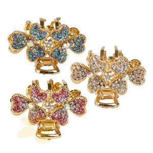Piranha de Cabelo em Strass | Flor Dupla | Importado