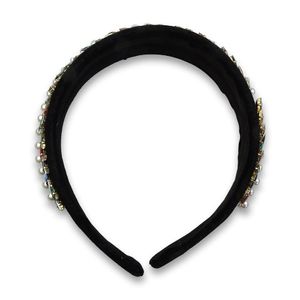 Tiara Preta com Pérolas e Pedras Coloridas - Importado